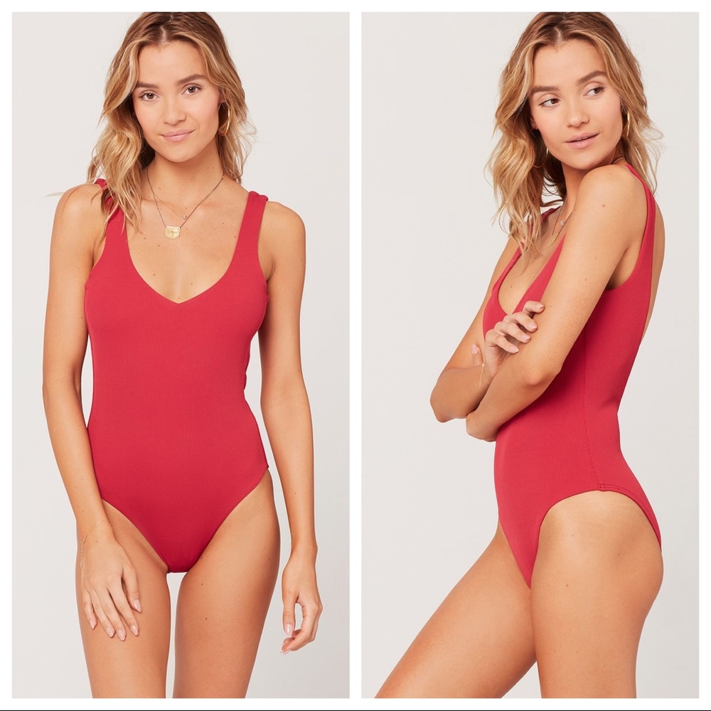 l*space Red Scoop One-Piece Swimsuit